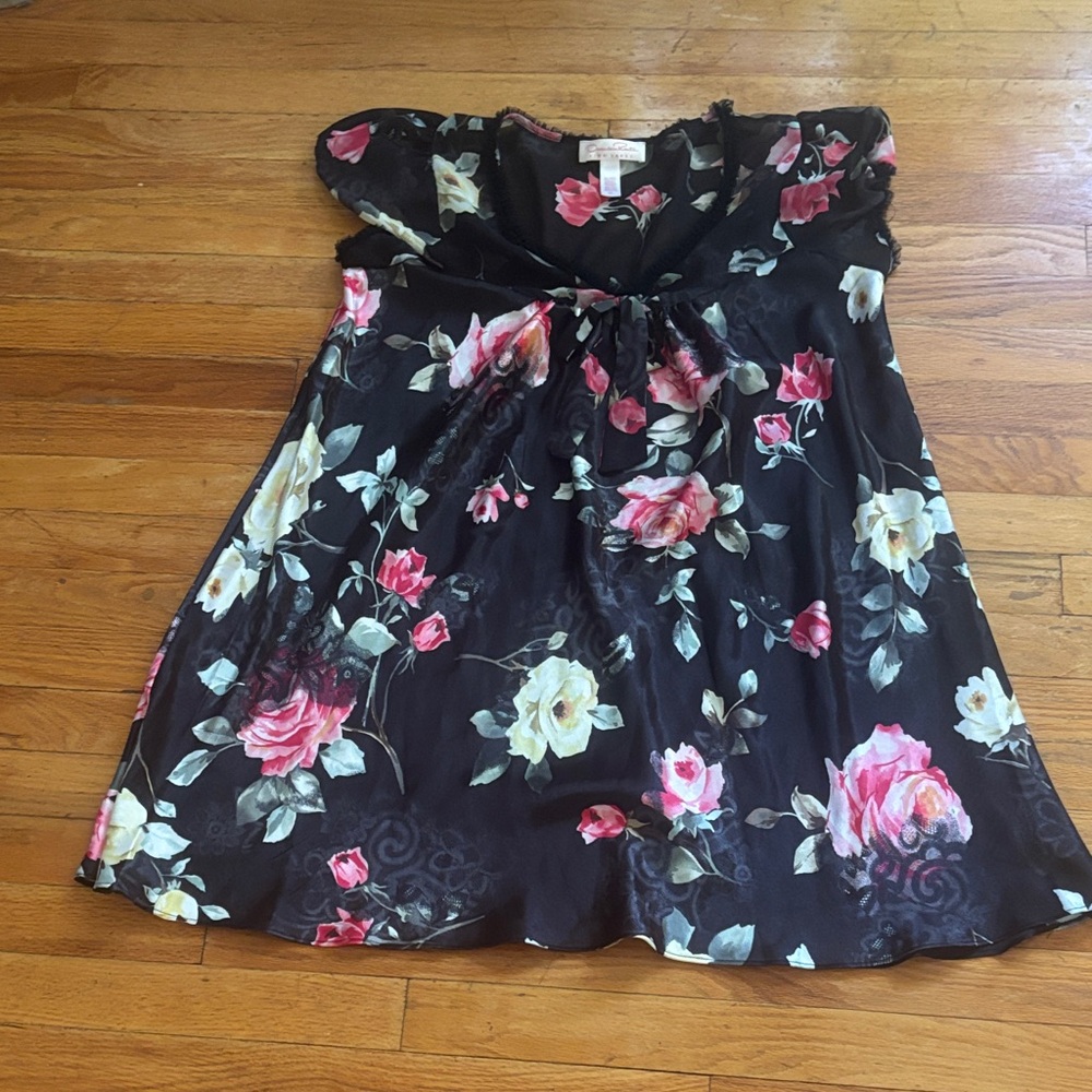 Oscar De La Renta Pink Label Floral Sheer Nightgown